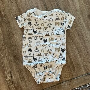 Carter's Cream and Black Bodysuit with Dog Print